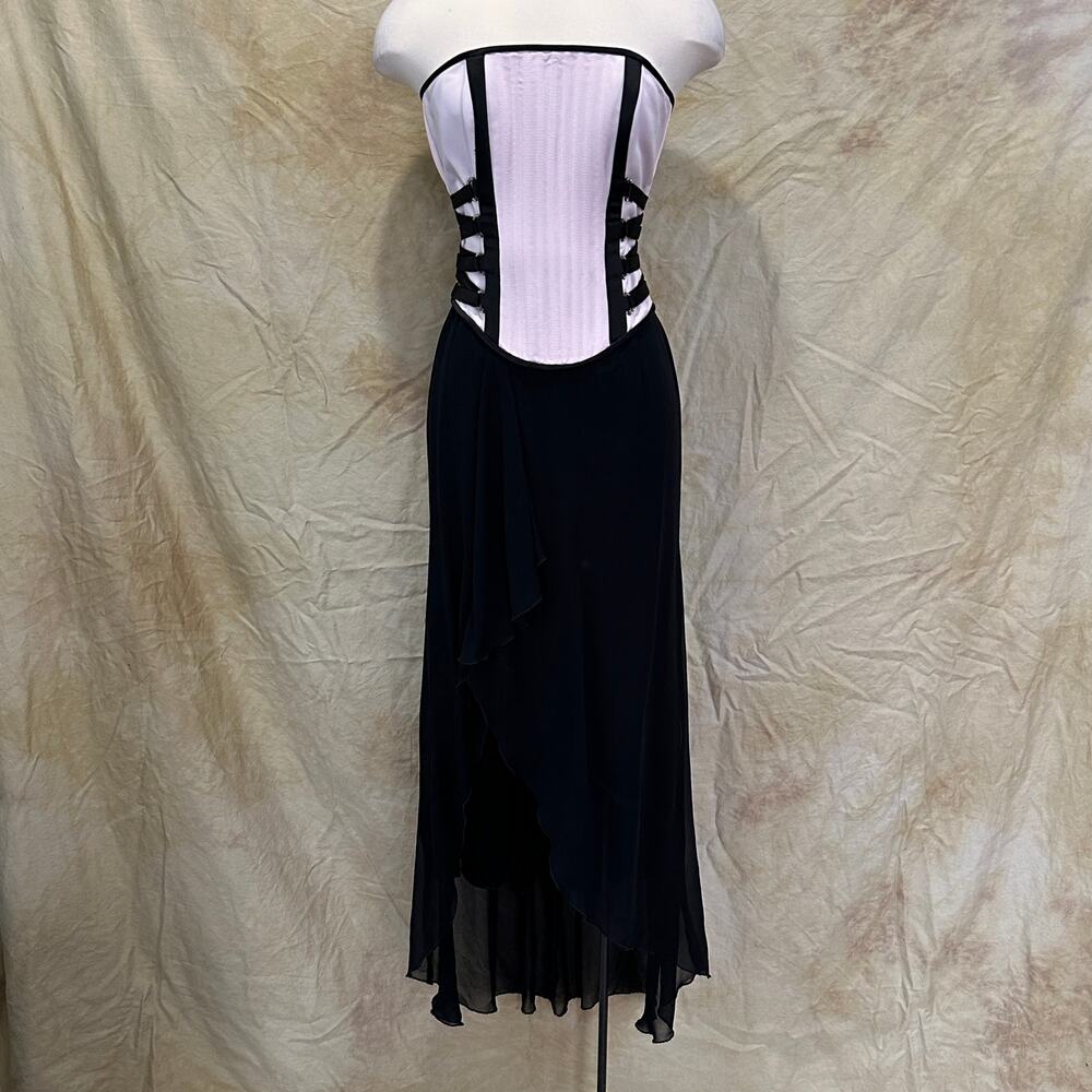 Y2K Jessica McClintock Pink and Black Corset Dress